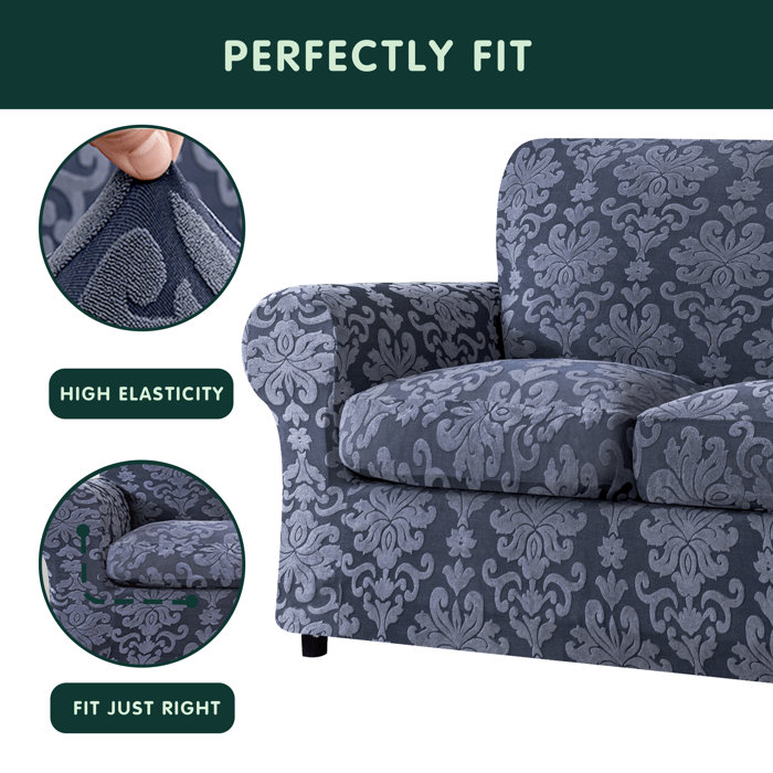 CHUN YI Jacquard Box Cushion Sofa Slipcover & Reviews Wayfair